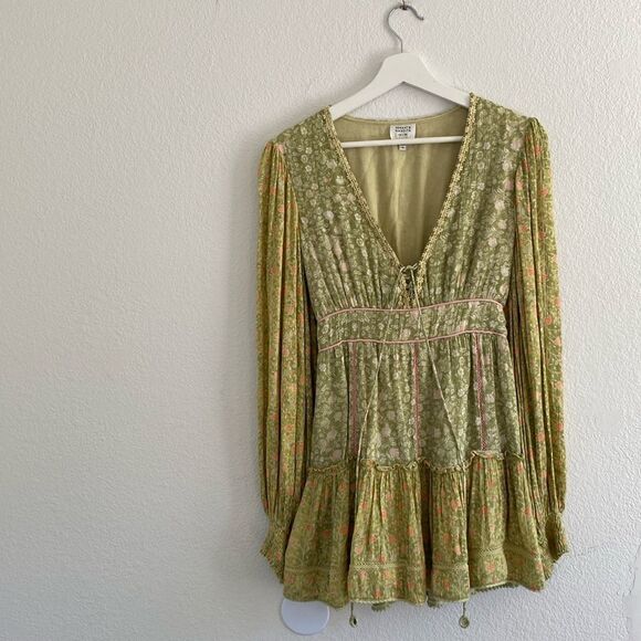 HEMANT AND NANDITA Mira Mini Dress in Green Size XS - Picture 2 of 8